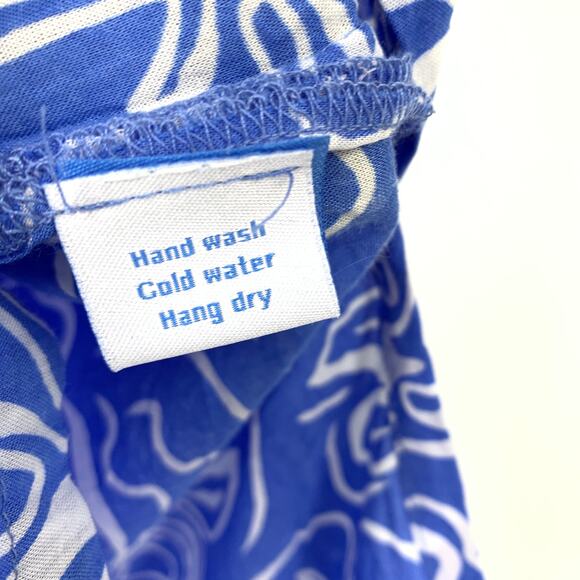 SOLD Blue Ginger Swim Cover Up Top Womens Size XL Blue White Floral Print *FLAWS - Picture 7 of 10